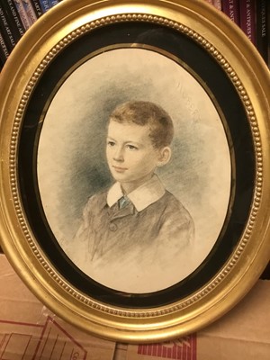 Lot 290 - English School, early 20th century watercolour of a child, oval glazed frame