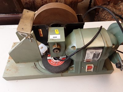 Lot 608 - Electric bench grinder and an electric rotary sander