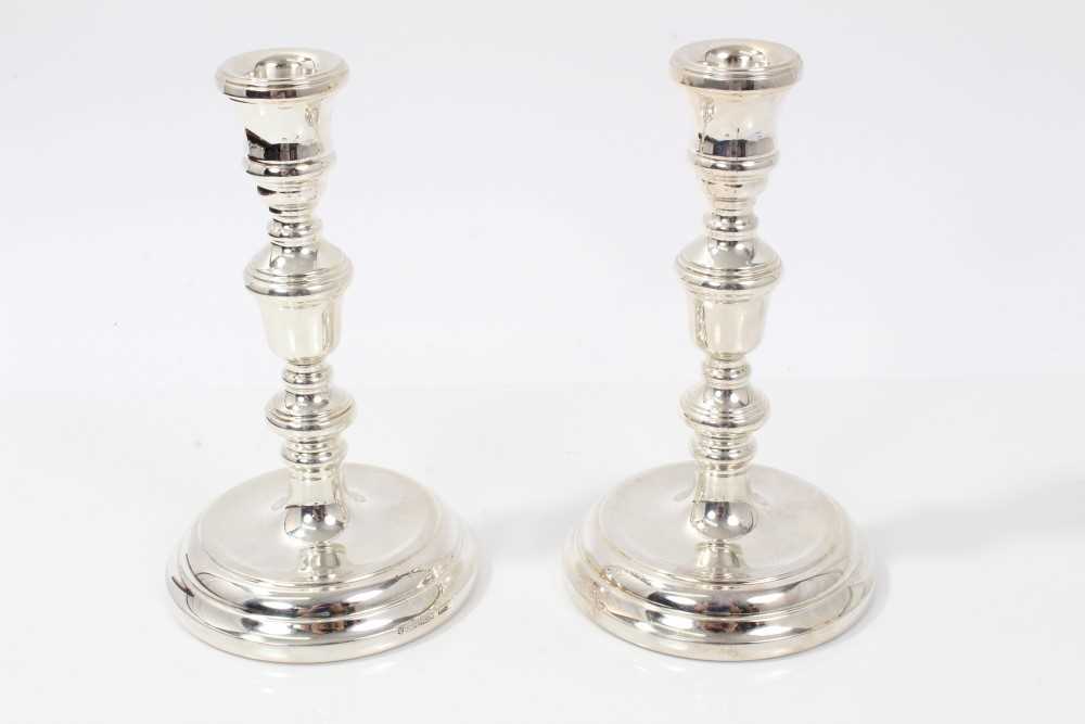 Lot 49 - Pair contemporary silver candlesticks