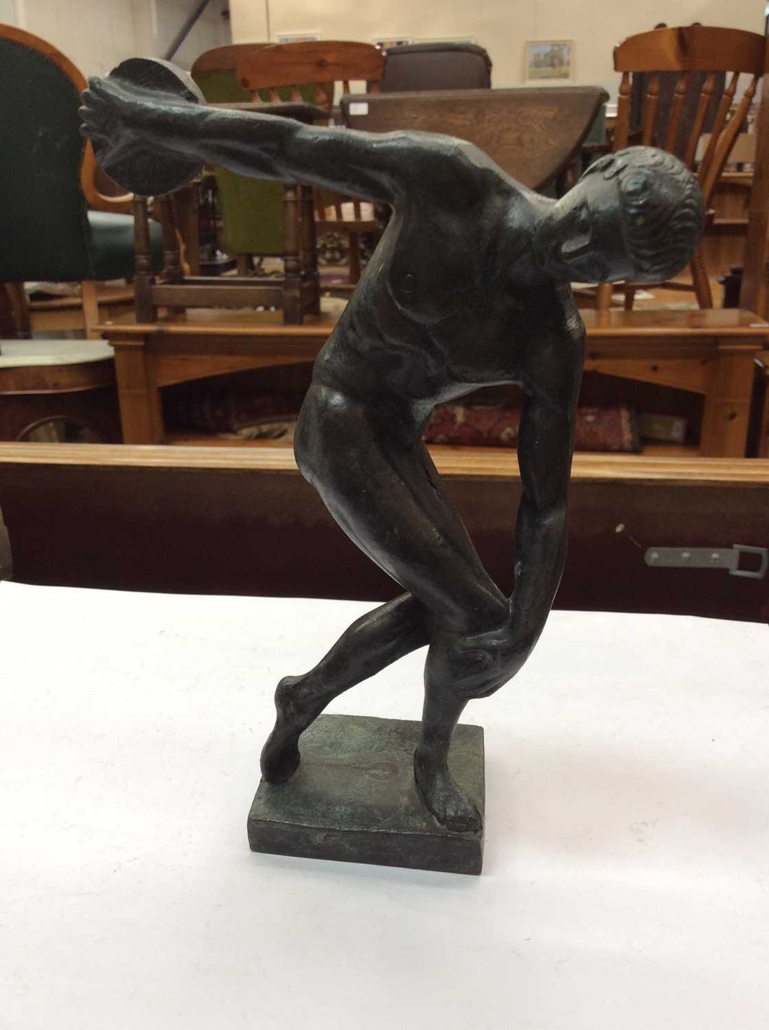 Lot 312 - Bronzed model of a discus thrower