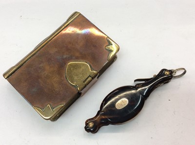 Lot 315 - Pair Victorian tortoise shell lorgnettes and brass snuff box in the form of a book