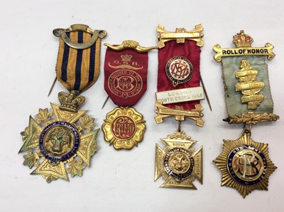 Lot 718 - Silver gilt Order of Buffalos medal and three other Masonic medals