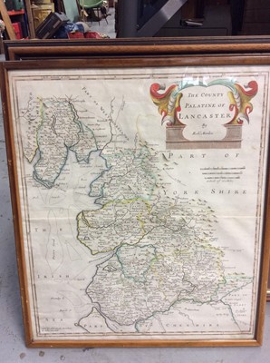 Lot 468 - Antique Robert Morden map- The County Palatine of Lancaster, in glazed frame