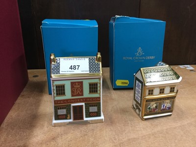 Lot 487 - Two Royal Crown Derby cottage / house ornaments with original boxes