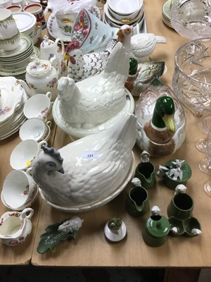 Lot 331 - Group of Hen on nest egg holders and other ceramics