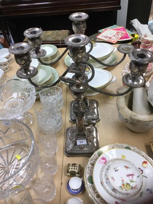 Lot 335 - Pair of silver plated candelabrum