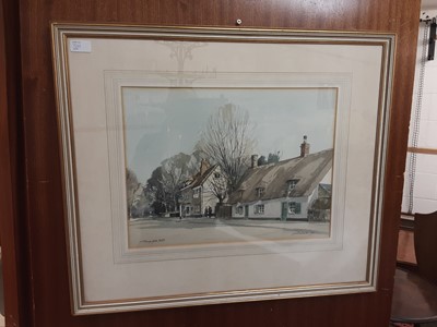 Lot 334 - Signed watercolour in glazed frame and a William Russell Flint print