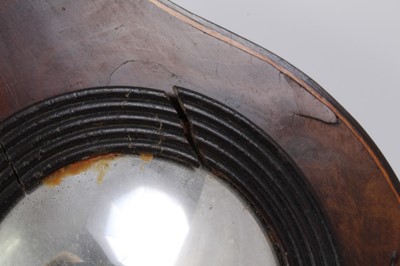 Lot 628 - George III banjo barometer with silvered dial and convex glass with swan neck pediment