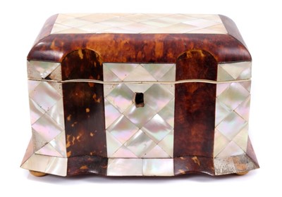 Lot 754 - William IV tortoiseshell and mother of pearl caddy