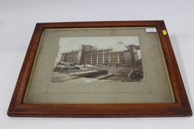 Lot 385 - Late 19th Century Black and White photograph of the construction of Mistley maltings by P. Damant of Mersea Road, Colchester in glazed maple frame