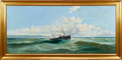 Lot 1100 - Alfred Godchaux (1835-1895) oil on canvas marine