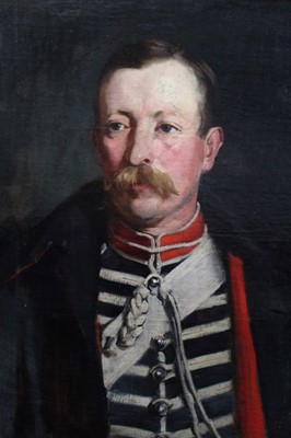 Lot 1136 - English School, 19th century, oil on canvas - portrait of an officer, framed, 56.5cm x 49cm