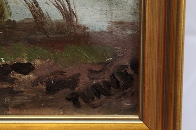 Lot 943 - Late 19th century oil on canvas - cows in pasture