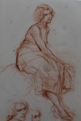 Lot 1148 - Ernest Borough Johnson (1866-1949) sanguine drawing - a seated lady, in glazed gilt frame, 34cm x 21cm