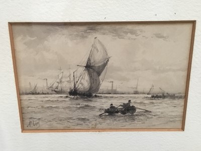 Lot 105 - Late 19th / early 20th century English School, marine scene watercolour, sighed Albert. labels verso read W Steer