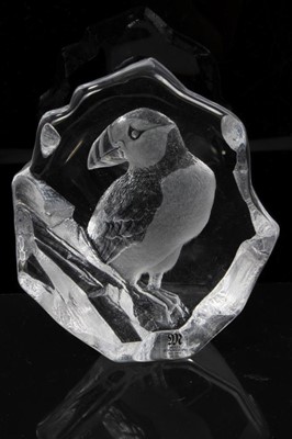 Lot 876 - Collection of ten Mats Jonasson glass sculptures, including otter, rabbit, wolf and others, the largest 16cm tall