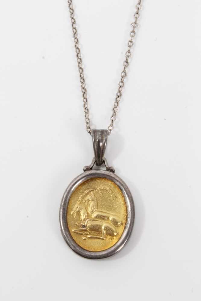 Lot 470 Greek gold and silver pendant on chain