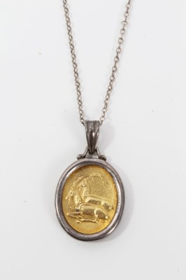 Lot 470 - Greek gold and silver pendant on chain