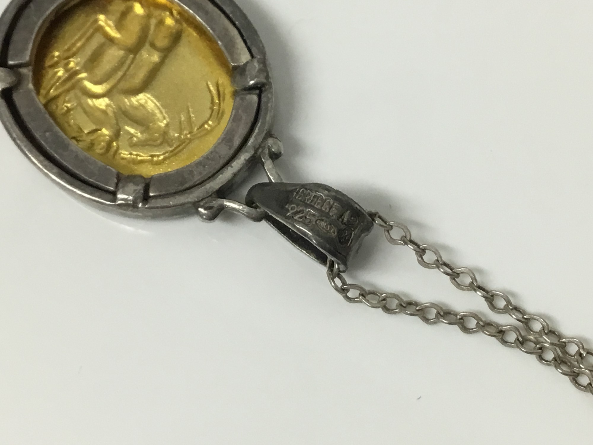 Lot 470 Greek gold and silver pendant on chain