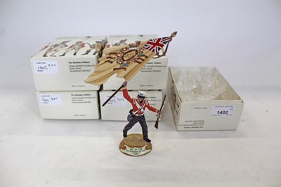 Lot 1402 - Group of five The Stadden Edition cast lead military figures by Charles C. Stadden, comprising Private 35th Regt. of foot (Royal Sussex) 1775, Private 50th Regt of Foot c1854, Private Marching Orde...