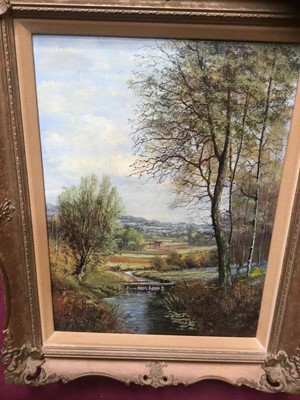 Lot 111 - Peter Bradshaw (b.1931) oil on canvas - River landscape