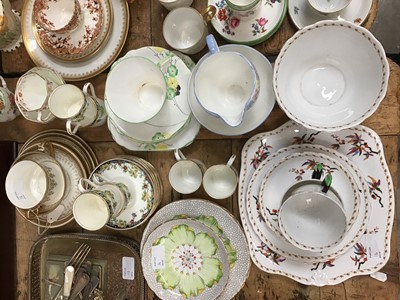 Lot 16 - Set of five Dresden teacups with two saucers, together with a quantity of china including a pair of Aynsley teacup and saucers, Spode milk jug, Royal Doulton, Shelley and Foley china