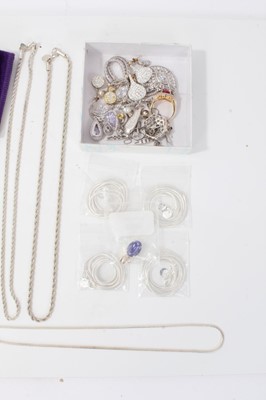 Lot 95 - Group modern silver jewellery including paste set pendant necklaces