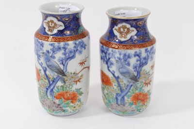 Lot 167 - Pair of small 19th century Fukagawa vases, small blue and white Chinese vase, small Chinese figure