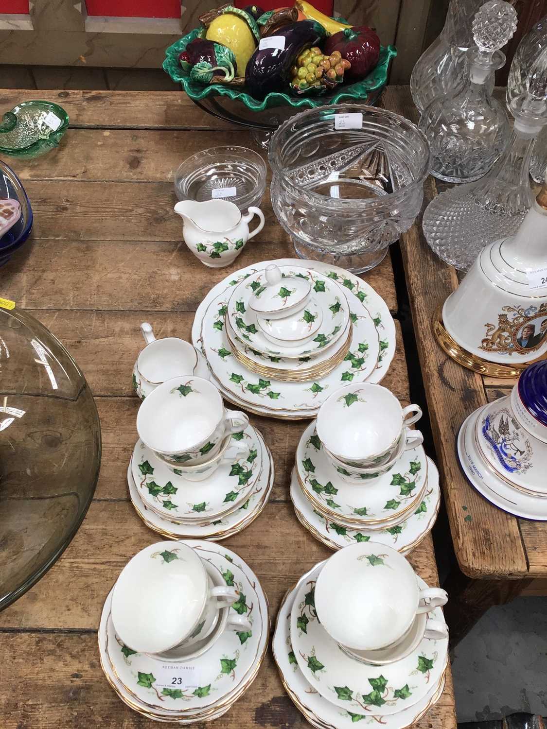 Lot 23 - Quantity of Colclough Ivy Leaf teaware, together with replica ceramic fruit in dish and other glass items