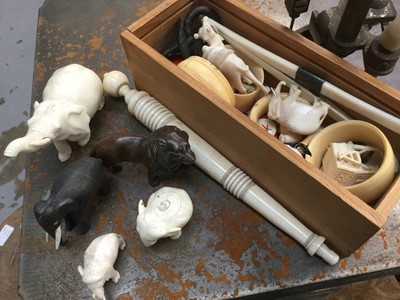 Lot 225 - Group of antique carved ivory items