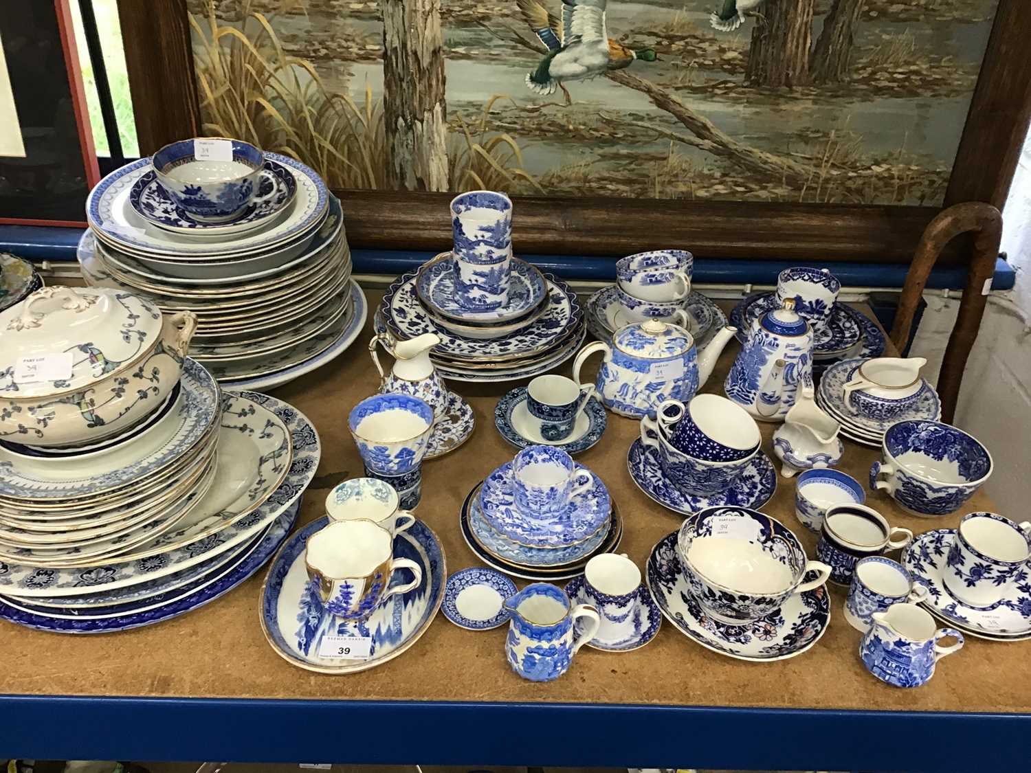 Lot 39 - Group of mostly 19th century blue and white china, including Wedgwood