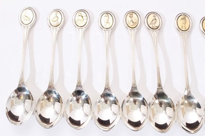 Lot 276 - Cased set of 12 RSPB spoon collection silver spoons