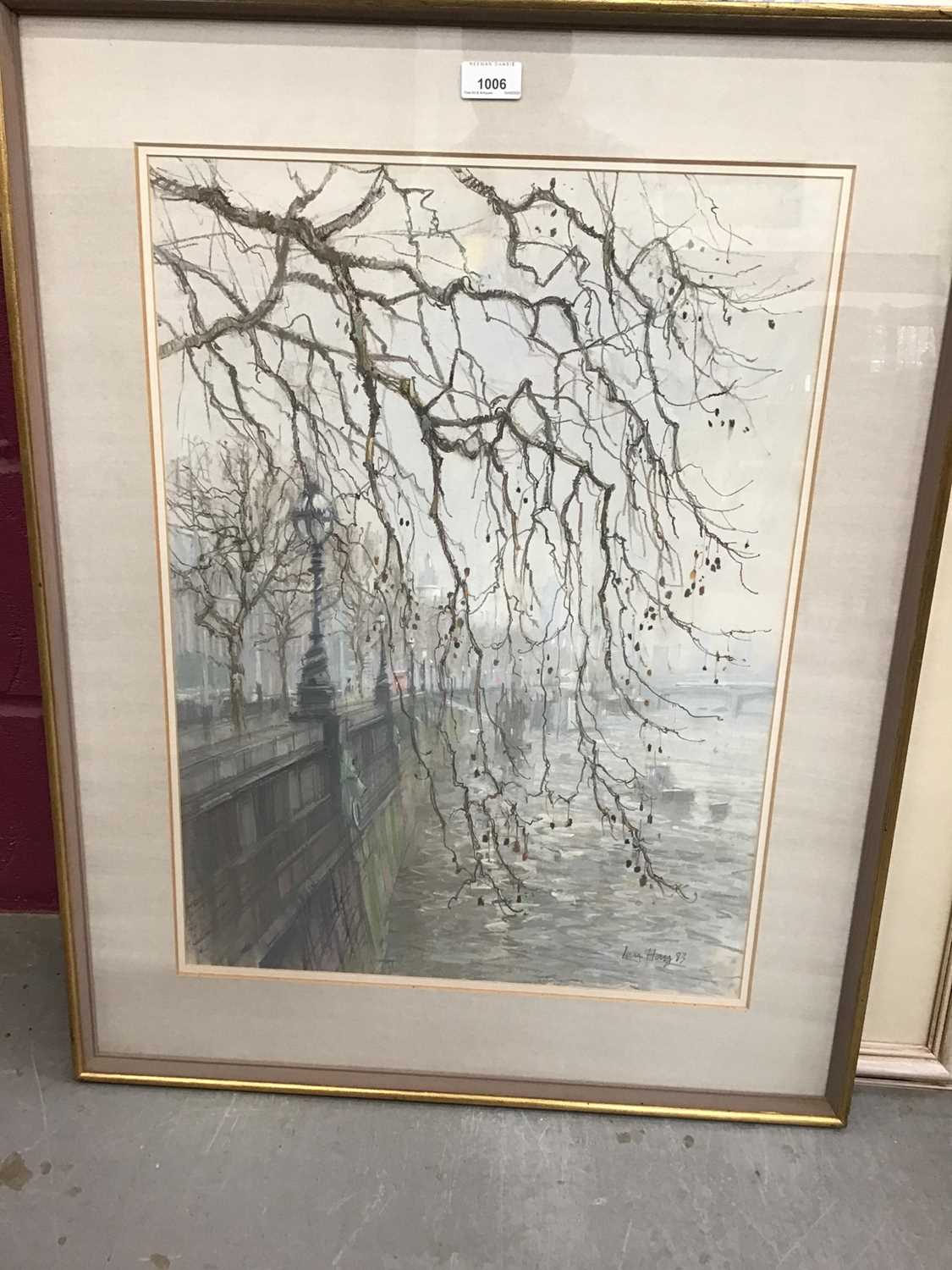 Lot 1006 - *Ian Hay (b. 1940) pastel, London Embankment