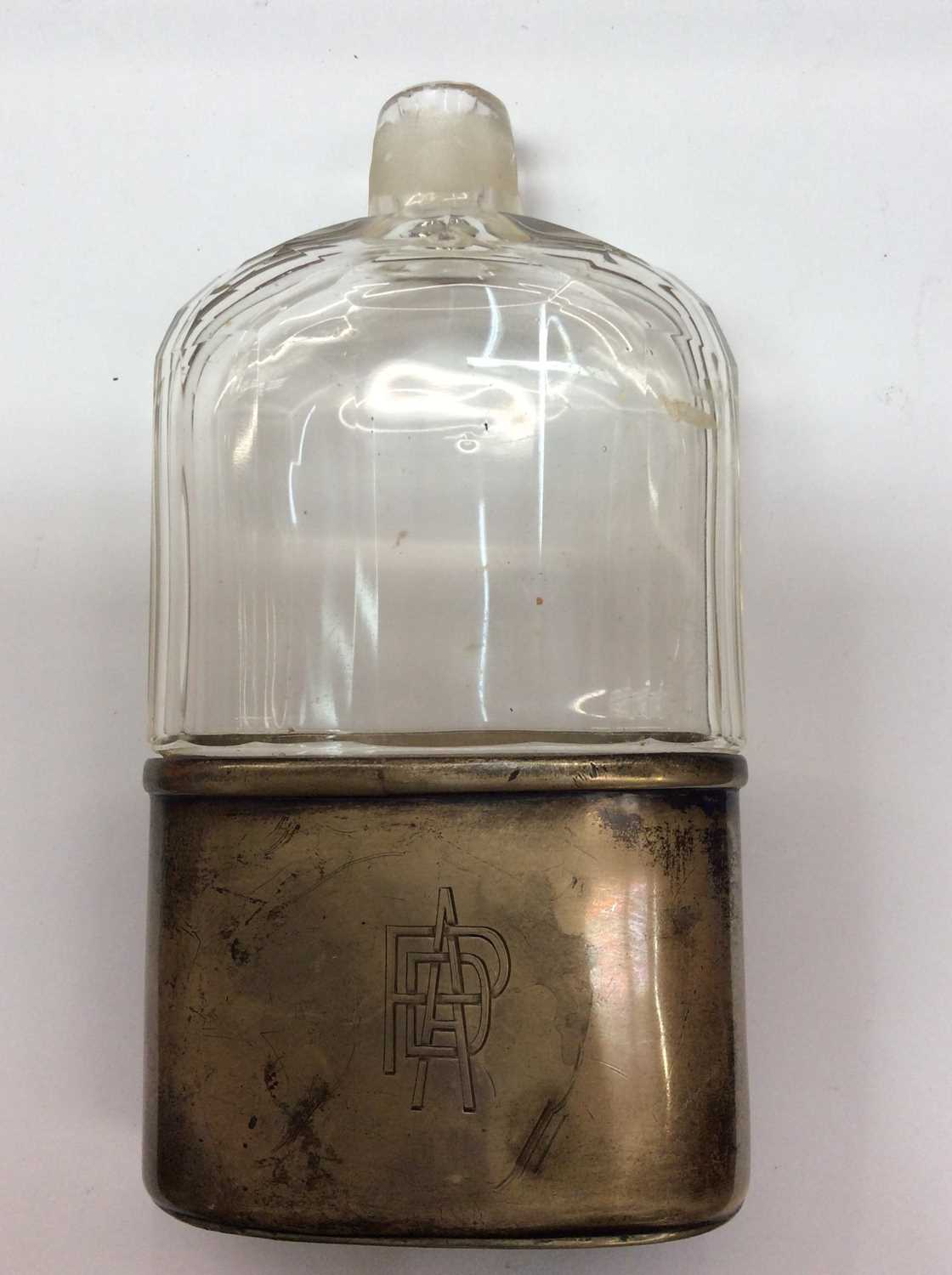 Lot 676 - Silver mounted glass flask (lacking stopper)