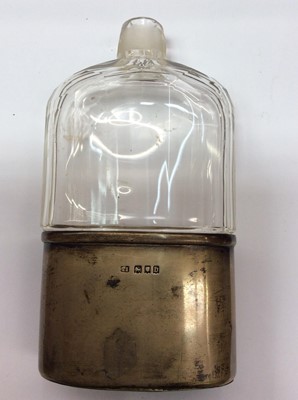 Lot 676 - Silver mounted glass flask (lacking stopper)