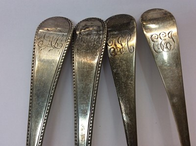 Lot 672 - Four Georgian silver tablespoons