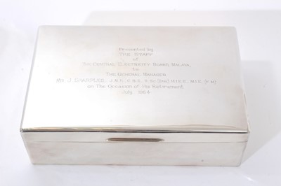 Lot 294 - Large contemporary silver cigar box in case