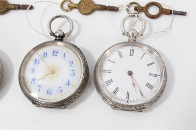 Lot 58 - Four silver cased fob watches