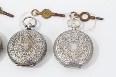 Lot 58 - Four silver cased fob watches