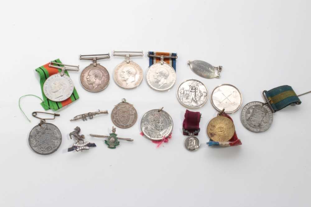 Lot 644 - Three First World War War medals and other Militaria