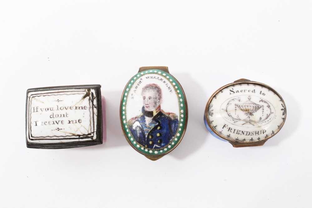 Lot 1987 - Three 18th/19th Century Bilston enamel boxes