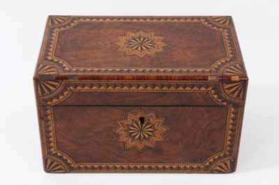 Lot 653 - Good quality Victorian walnut and parquetry caddy