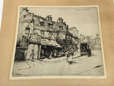 Lot 87 - Myra Kathleen Hughes (c.1877-1918) etching of Notting Hill Gate, signed in pencil, circa 1905