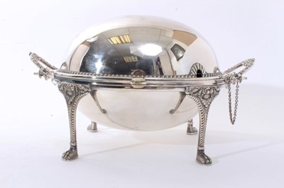 Lot 297 - Late 19th/early 20th century silver plated revolving breakfast dish of typical form