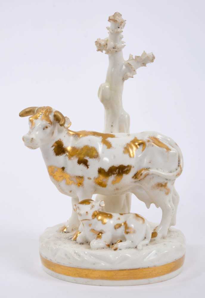 Lot 117 - Derby porcelain figure of a cow and calf