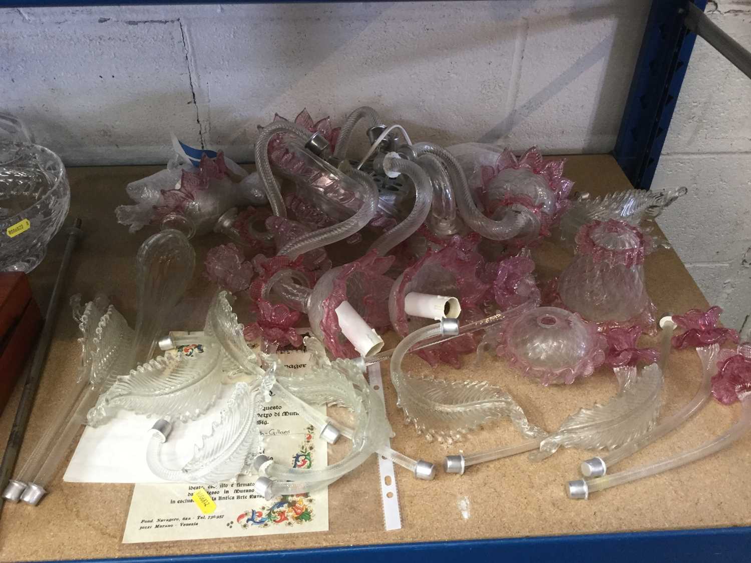 Lot 175 - Venetian glass chandelier and box spare parts