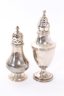 Lot 293 - Victorian silver castor of baluster form together with another castor (2)