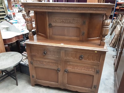 Lot 91 - Oak court cupboard with carved decoration