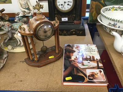 Lot 160 - Edwardian arcaded mantel clock, together with clock repair book (clock featured on front cover)