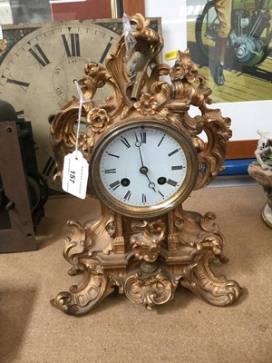 Lot 157 - French ormolu rococo mantel clock